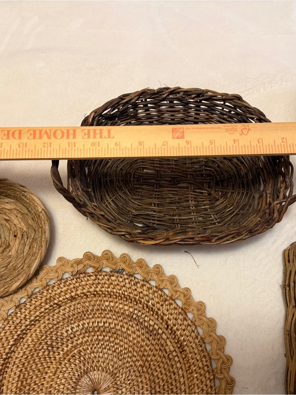 Set of 5 Natural Woven Basket Set - Brown Decorative Home Accents
